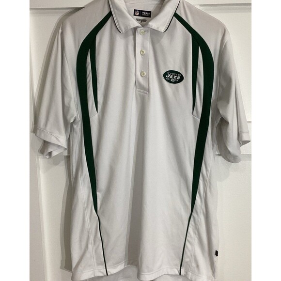 NFL Polo Shirt Men's Size M White Green NY Jets 100% Polyester Team Apparel - Picture 4 of 11
